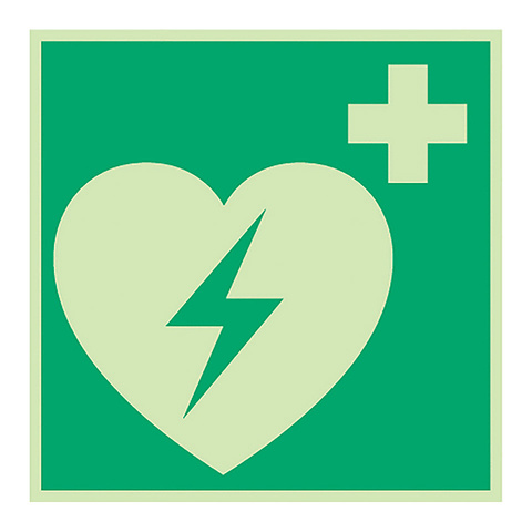 Rettungszeichen "Defibrillator", langnachleuchtend, 15 x 15 cm