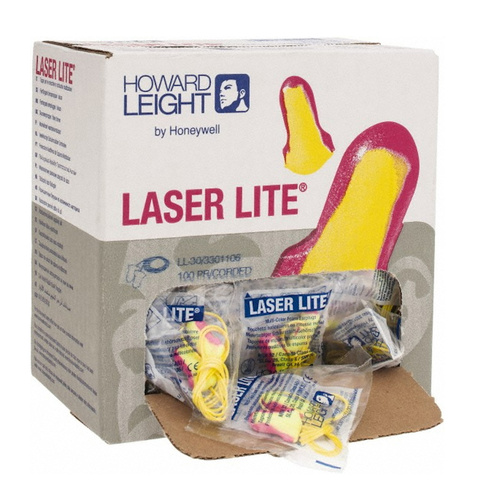 Howard Leight Gehörschutzstöpsel LaserLite mit Kordel 100 Paar (paarweise verpackt)
