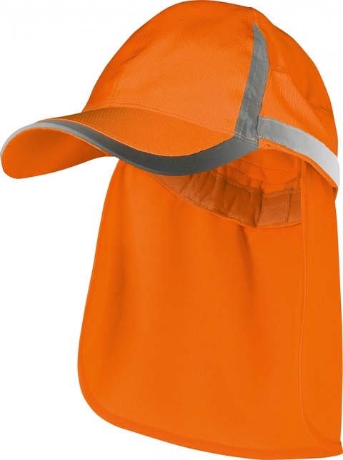 Vizwell UV50+ Warnschutz-Kappe mit Nackenschutz, leuchtorange
